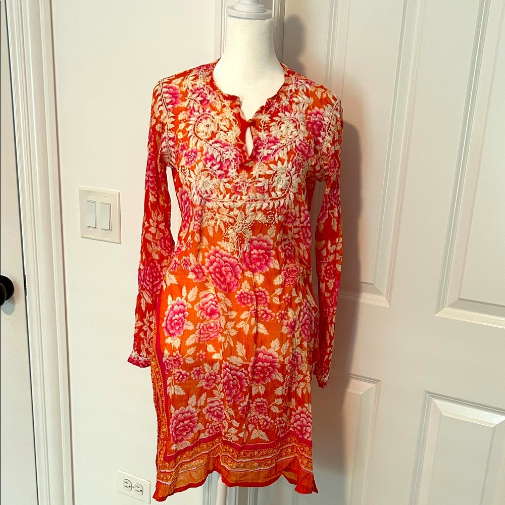 Raj Red and Orange Floral Tunic